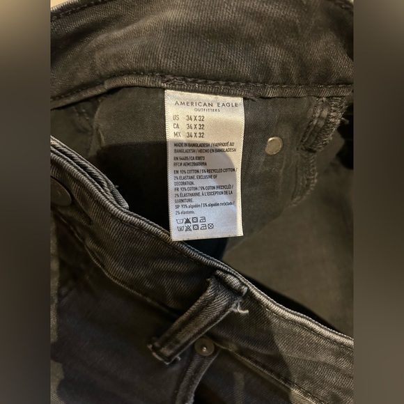 Men’s American eagle size 34x32 ripped skinny jeans colour black - Picture 7 of 11